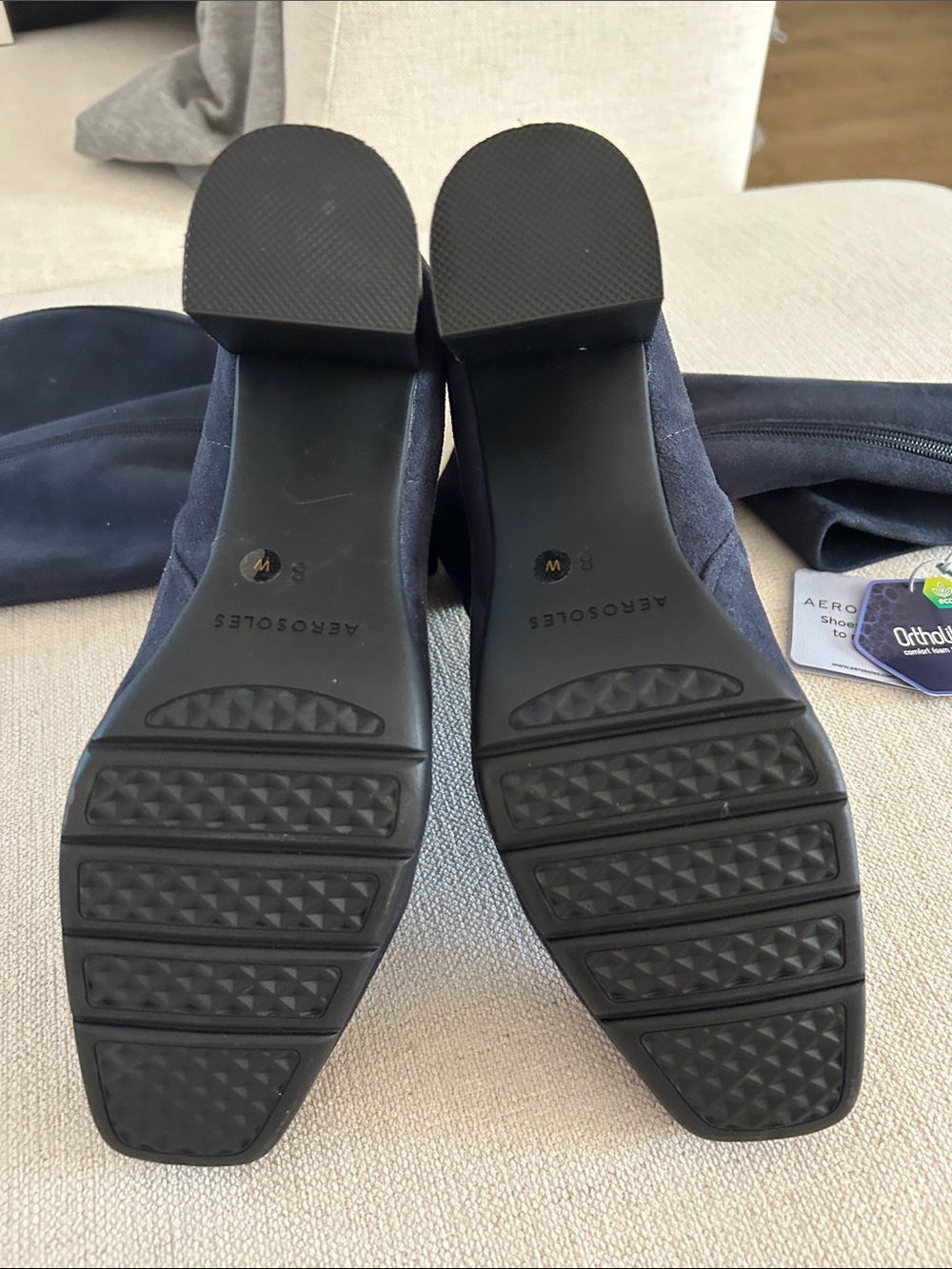Aerosoles Tall-Shaft Heeled Boots -Micah, Navy Faux Suede, Size 8 Wide, NWT - Picture 7 of 10